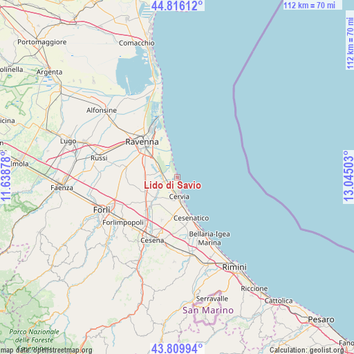 Lido di Savio on map