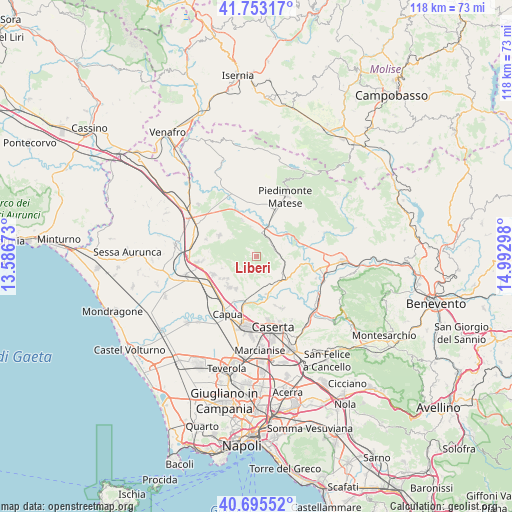 Liberi on map