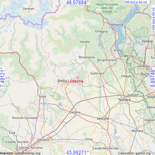 Lessona on map