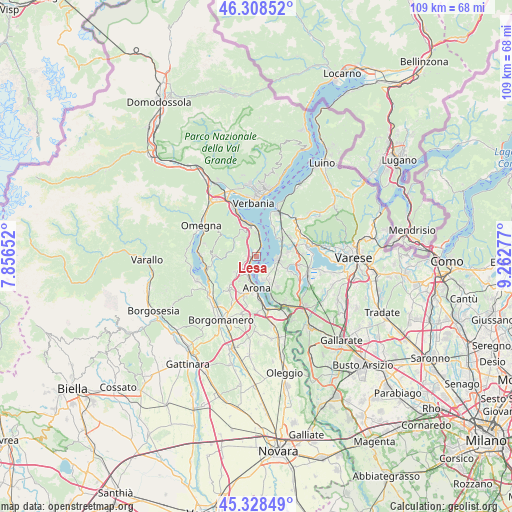 Lesa on map