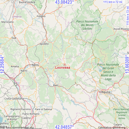 Leonessa on map