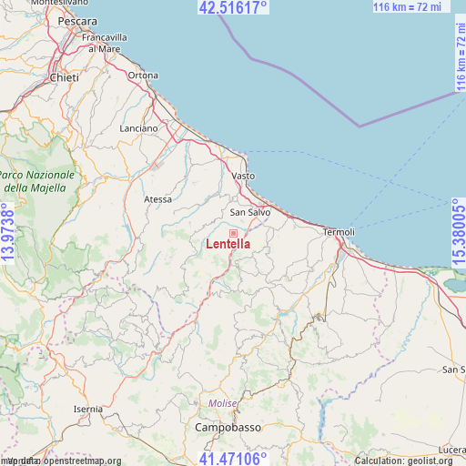 Lentella on map