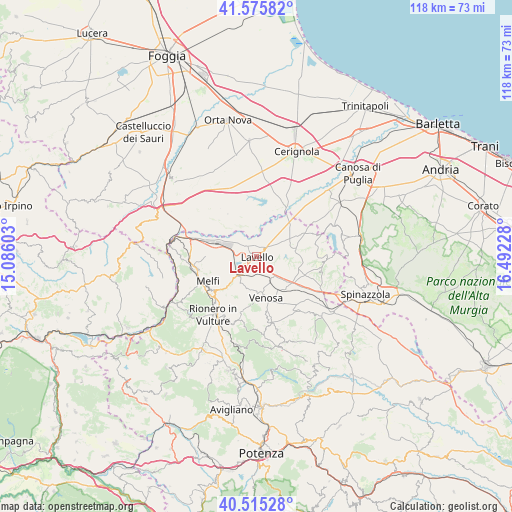 Lavello on map
