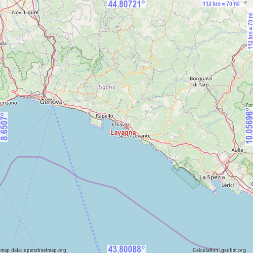 Lavagna on map