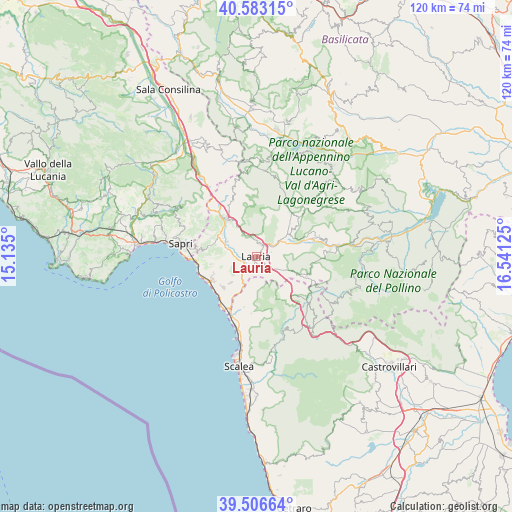 Lauria on map
