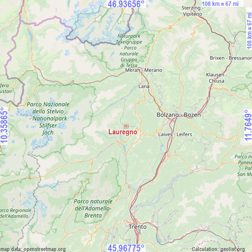 Lauregno on map