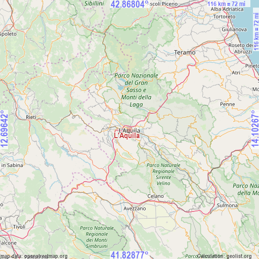 L'Aquila on map