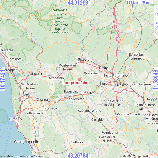 Lamporecchio on map