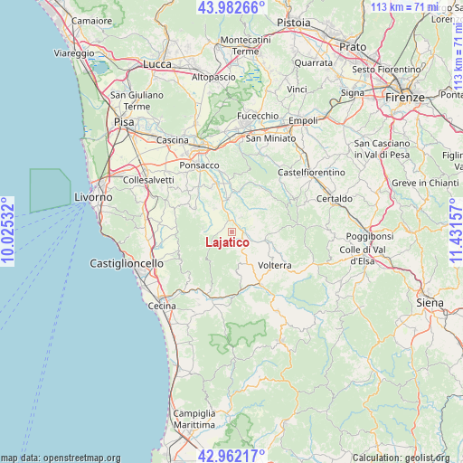 Lajatico on map