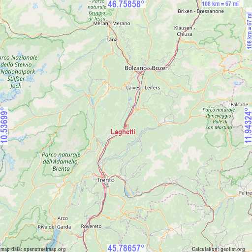 Laghetti on map