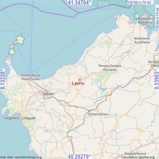 Laerru on map