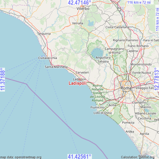Ladispoli on map