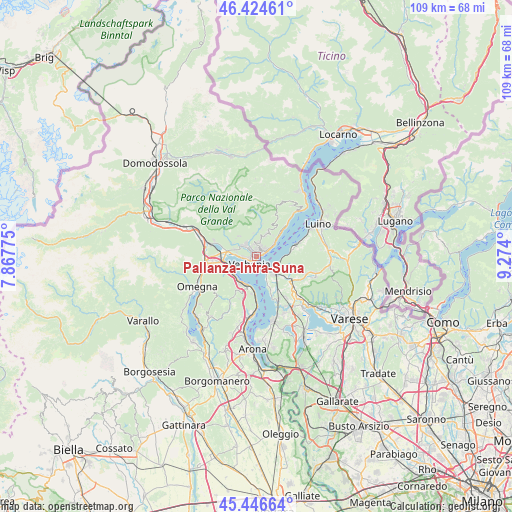 Pallanza-Intra-Suna on map