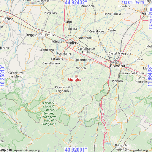 Guiglia on map