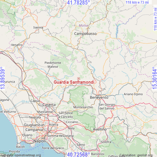 Guardia Sanframondi on map