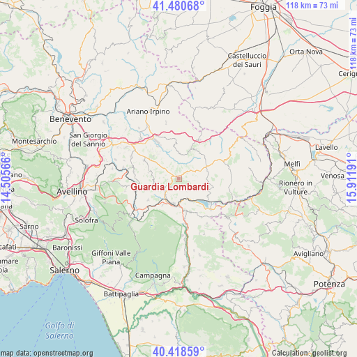 Guardia Lombardi on map