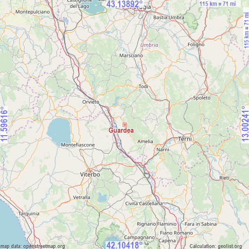 Guardea on map