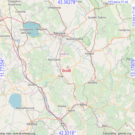 Grutti on map