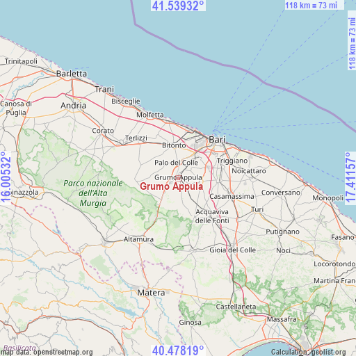 Grumo Appula on map