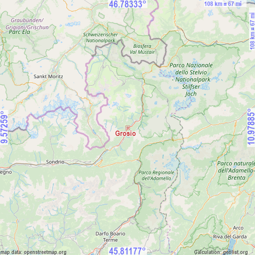 Grosio on map