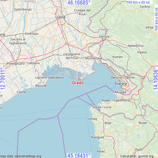 Grado on map