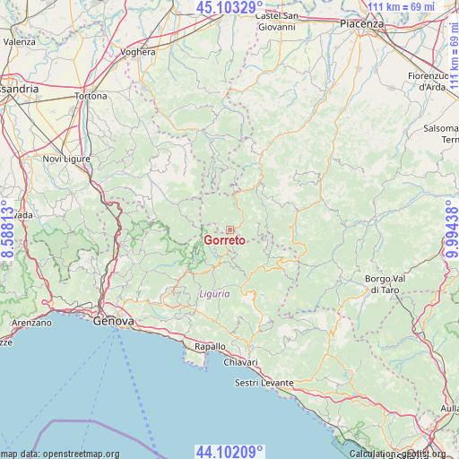 Gorreto on map