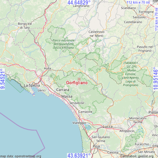 Gorfigliano on map