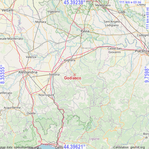 Godiasco on map