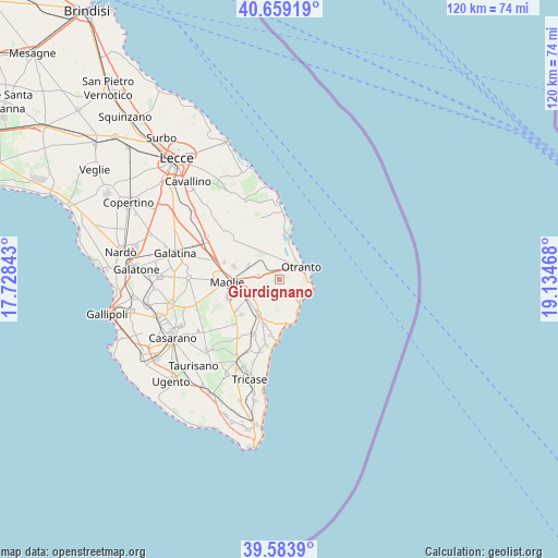 Giurdignano on map