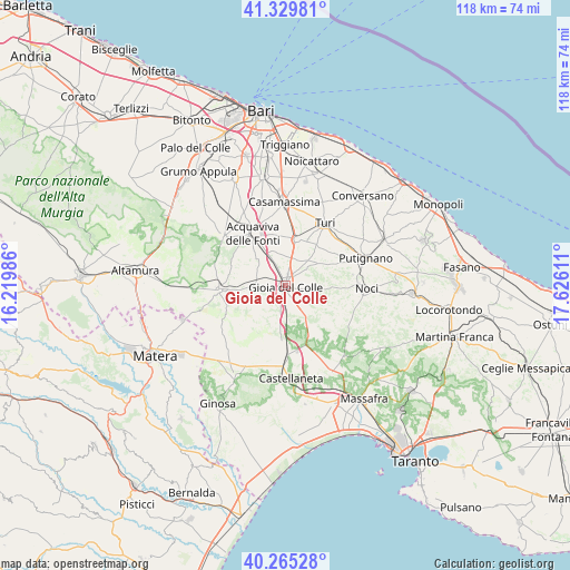 Gioia del Colle on map