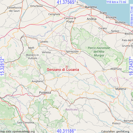 Genzano di Lucania on map