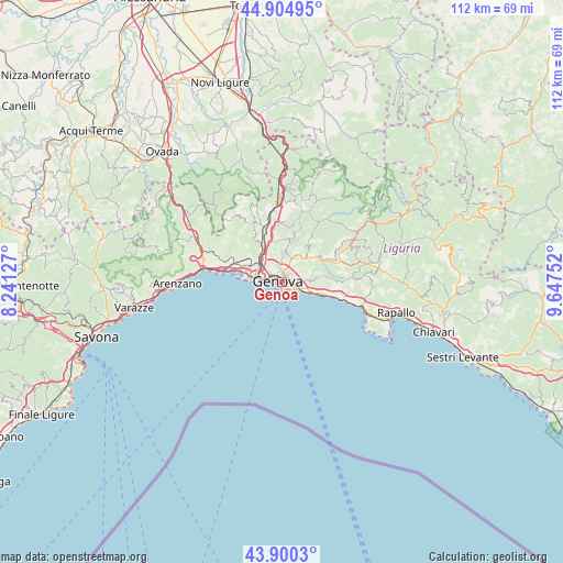 Genoa on map