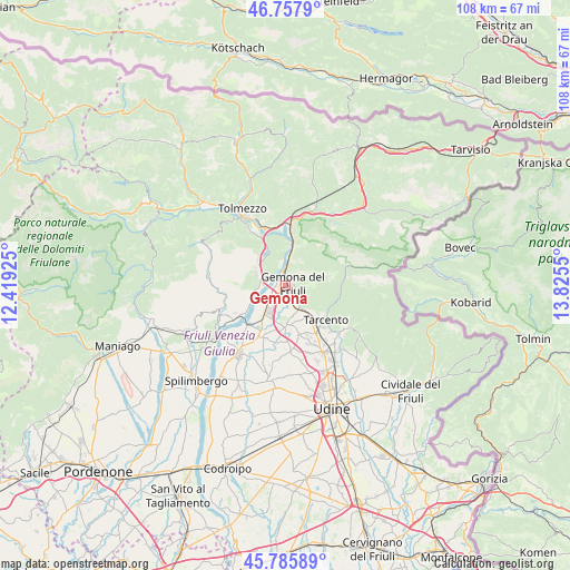 Gemona on map