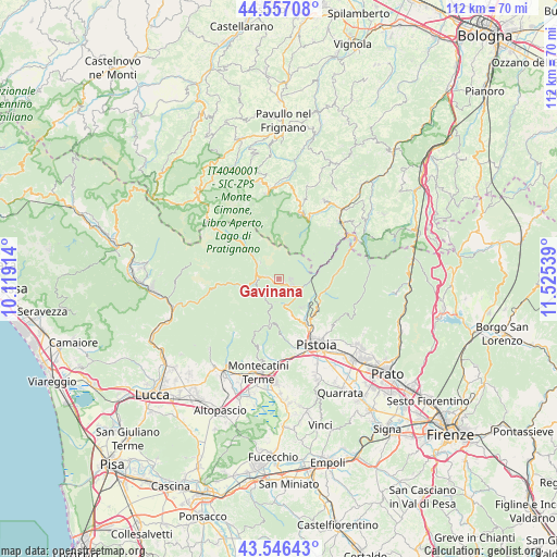 Gavinana on map