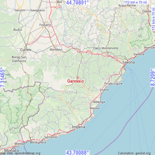 Garessio on map