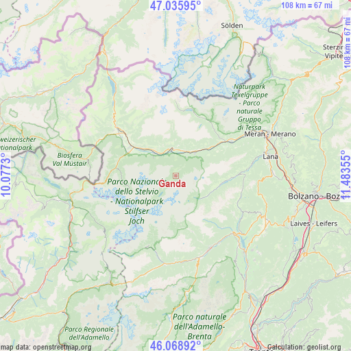 Ganda on map