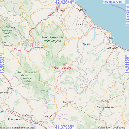 Gamberale on map