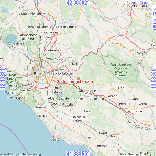 Gallicano nel Lazio on map