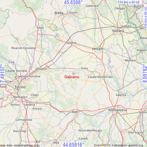 Gabiano on map