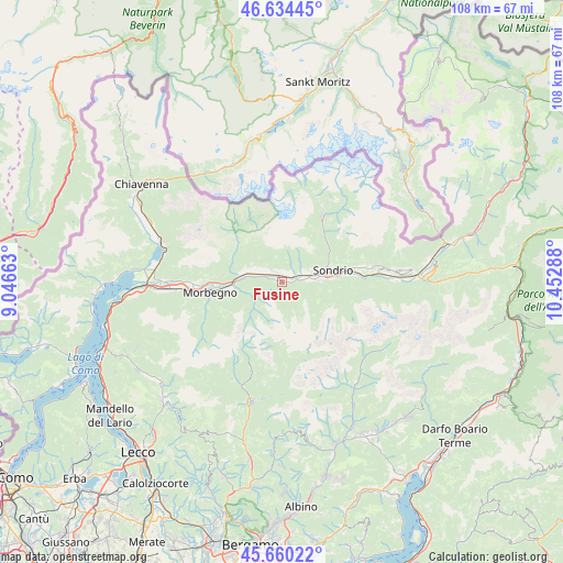 Fusine on map