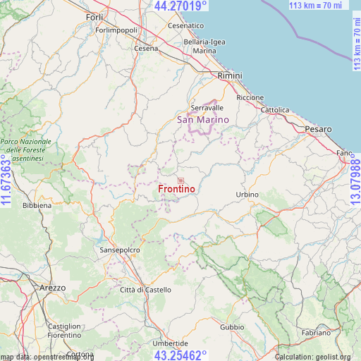 Frontino on map