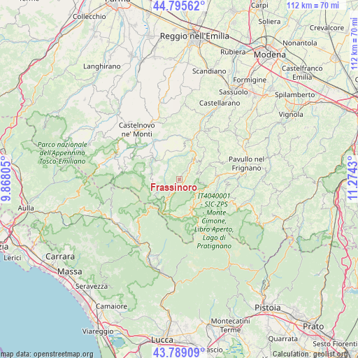 Frassinoro on map