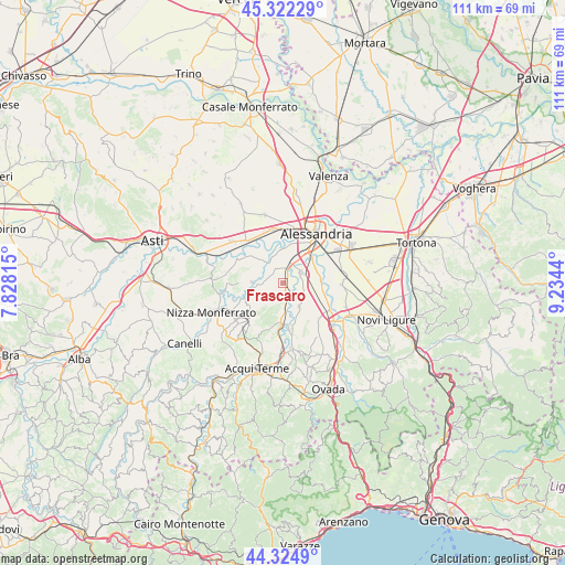 Frascaro on map