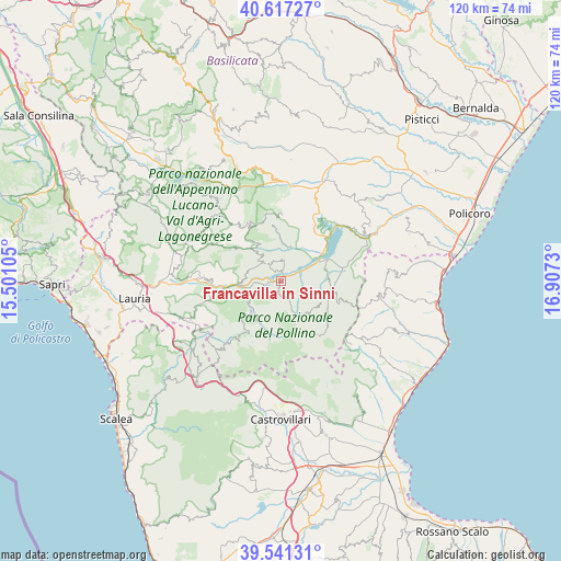 Francavilla in Sinni on map