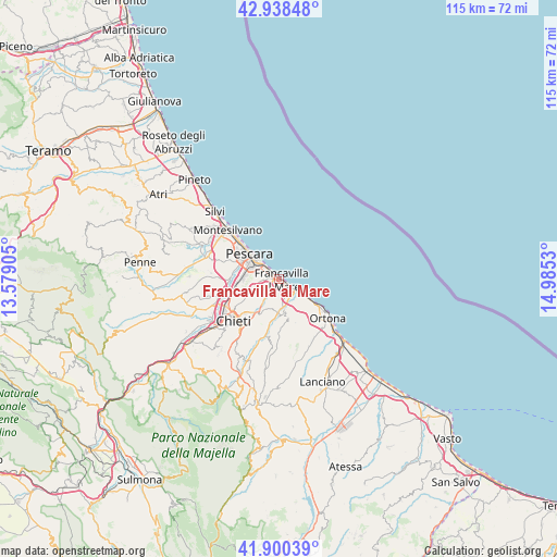 Francavilla al Mare on map