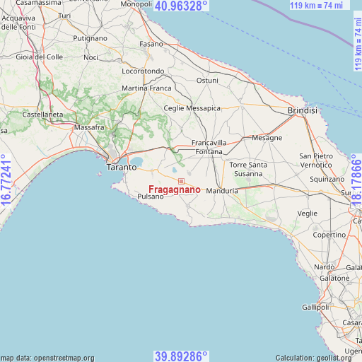 Fragagnano on map