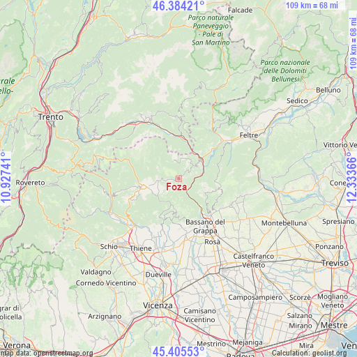 Foza on map