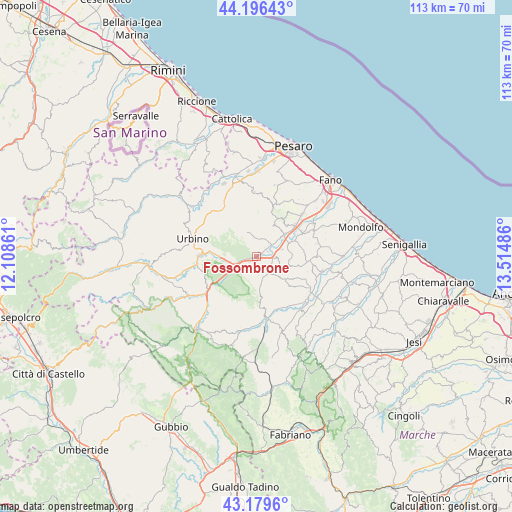 Fossombrone on map