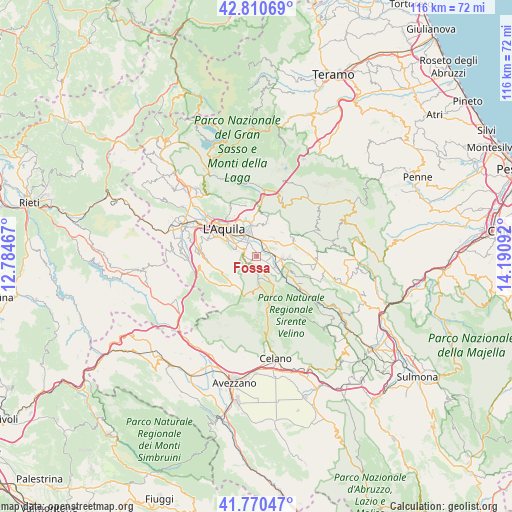 Fossa on map