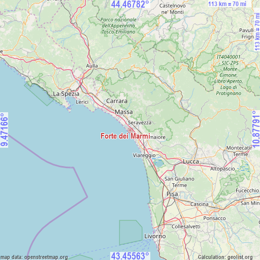 Forte dei Marmi on map